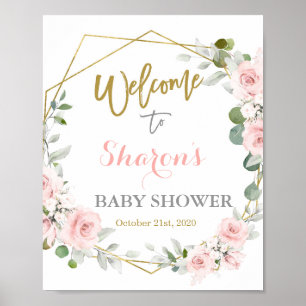 Affiche Baby shower rose vif fille signe de bienvenue