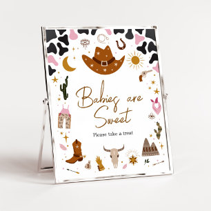 Affiche Baby shower rose Western Cowgirl Les bébés sont do