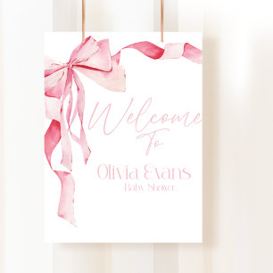 Affiche Baby-Shower Ruban Rose, Baby Shower, C'est Une Fil