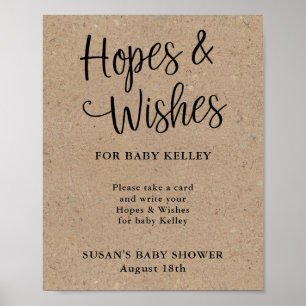 Affiche Baby shower rustique Kraft Script
