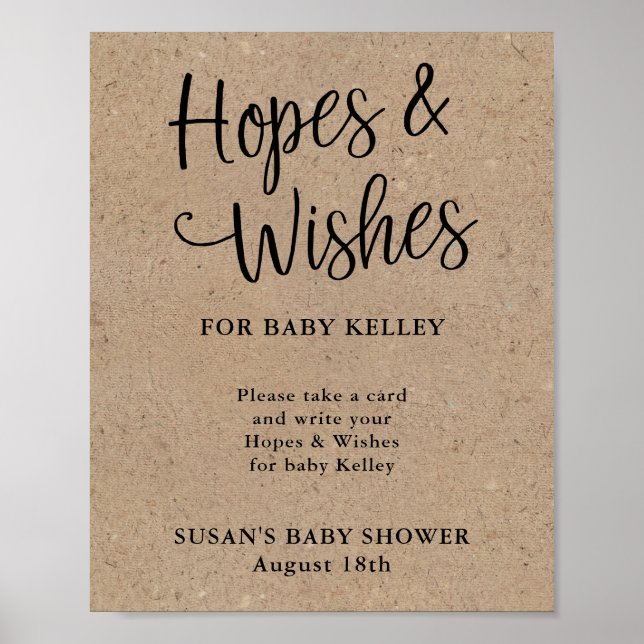 Affiche Baby shower rustique Kraft Script (Devant)
