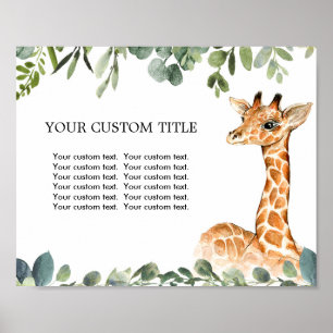 Affiche Baby shower Safari animal sur mesure 8"x10"