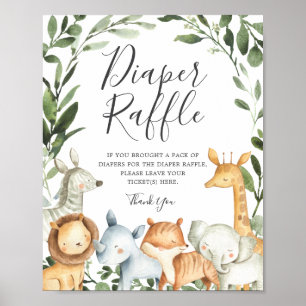 Affiche Baby shower Safari Animaux Reflets