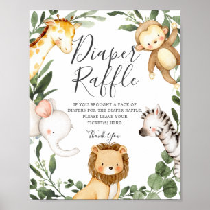 Affiche Baby shower Safari Animaux Reflets