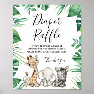 Affiche Baby shower Safari Animaux Reflets