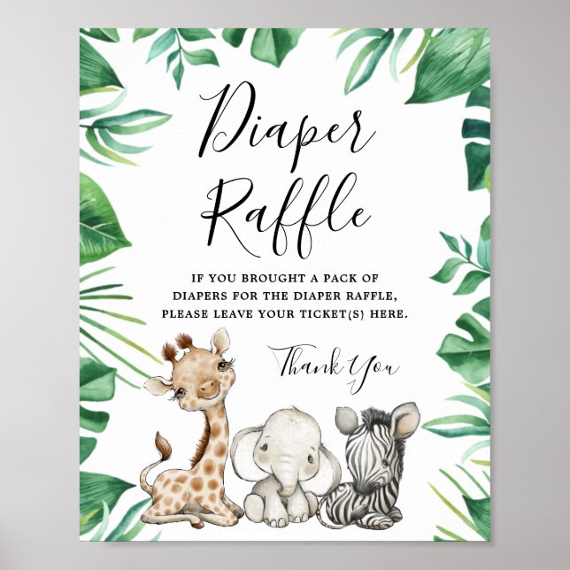 Affiche Baby shower Safari Animaux Reflets (Devant)