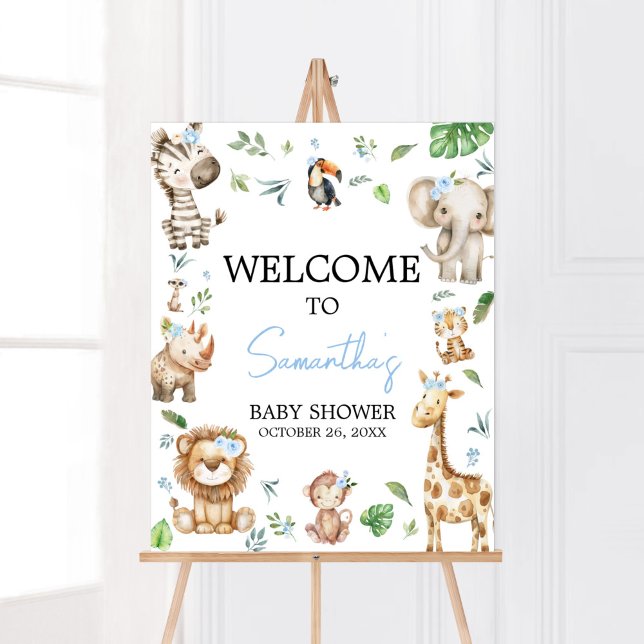 Affiche Baby shower Safari Boy Wild One Bienvenue (Safari Wild One Baby Shower Welcome Sign)