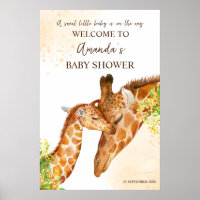 Baby shower safari Cute Giraffe signe de bienvenue