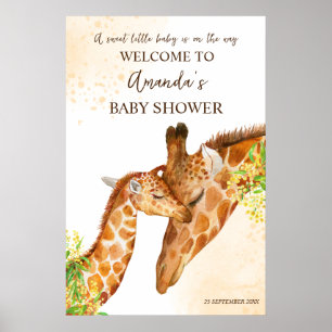 Affiche Baby shower safari Cute Giraffe signe de bienvenue