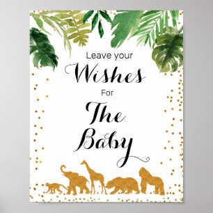 Affiche Baby shower safari en or Voeux pour bébé