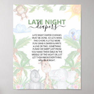 Affiche Baby Shower Safari La Nuit Diaper Post