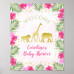 Affiche Baby shower Safari Rose Gold Girl Décor Accueil