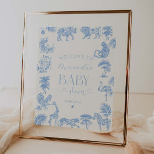 Affiche Baby shower Safari Toile De Jouy Bienvenue