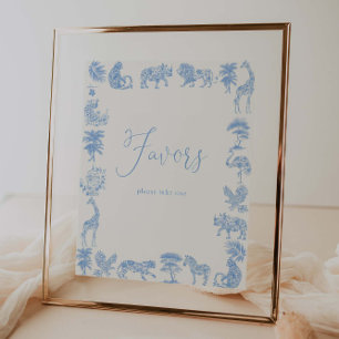 Affiche Baby shower Safari Toile De Jouy Privilèges
