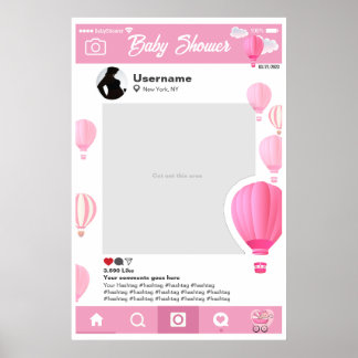 Affiche Baby shower Selfie Cadre Personnalisé Globos Aéros