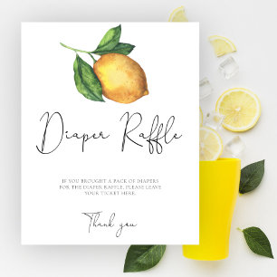 Affiche Baby shower serviette en papier aquarelle lemon