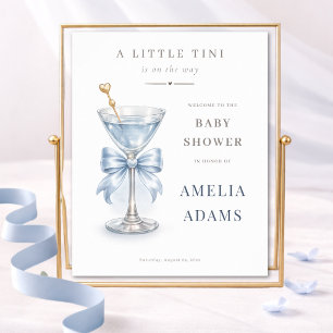 Affiche Baby Shower Simple Bienvenue Petit Garçon Bleu Un