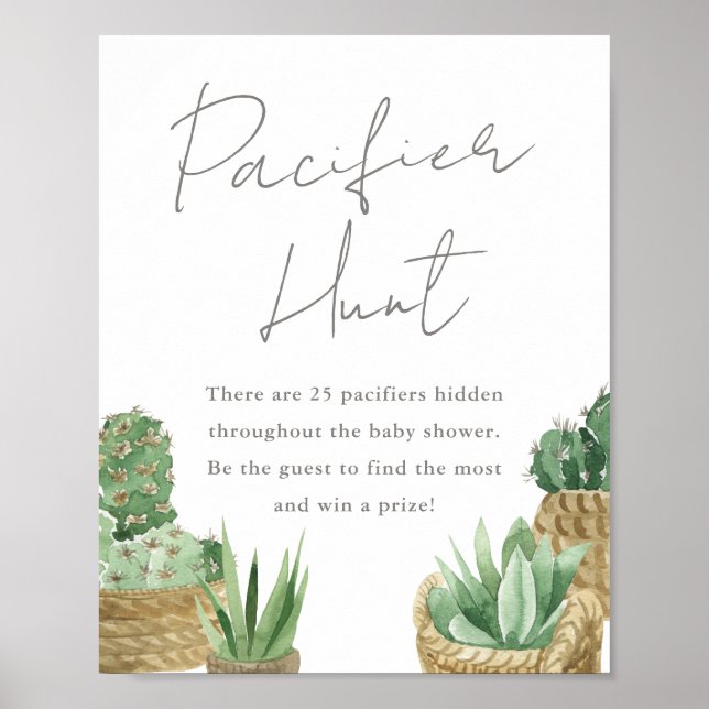 Affiche Baby shower simple de chasse au pacifique Succulen (Devant)