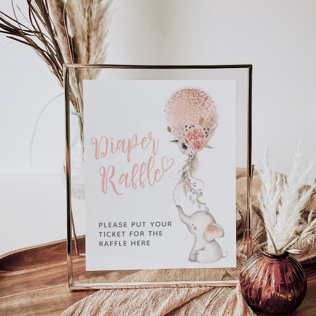 Affiche Baby shower simple éléphant et ballons fille couch (Créateur téléchargé)