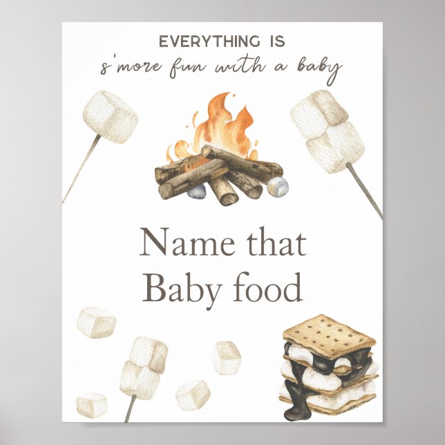 Affiche Baby shower S'more : quel nom pour cette purée pou (Devant)