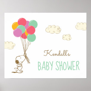 Affiche Baby shower Snoopy et Balloons