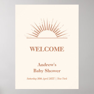 Affiche Baby shower Soleil Boho Neutre Simple Accueil