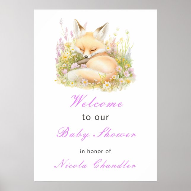 Affiche Baby shower Spring Fox (Devant)