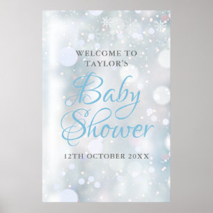 Affiche Baby Shower / Sprinkle Bienvenue Premiers Flocons
