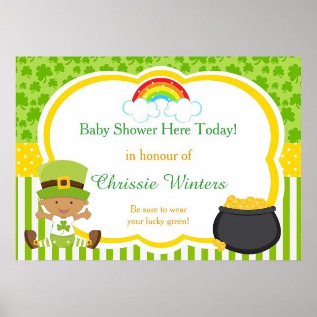 Affiche Baby shower st patrick American Boy (Devant)