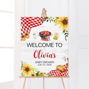 Affiche Baby shower Sunflower BBQ Bienvenue