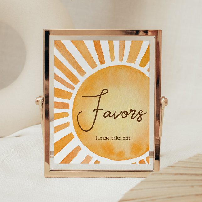 Affiche Baby shower Sunshine Faveurs (A Little Ray of Sunshine Baby Shower Favors Sign)