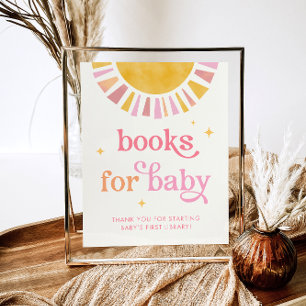Affiche Baby shower Sunshine Livres pour bébé signe
