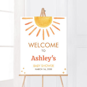 Affiche Baby shower Sunshine Retro Boho Bienvenue