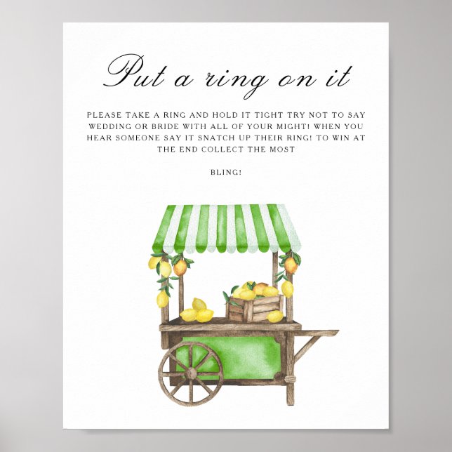 Affiche Baby shower sur le thème des agrumes - Mettez un a (Devant)