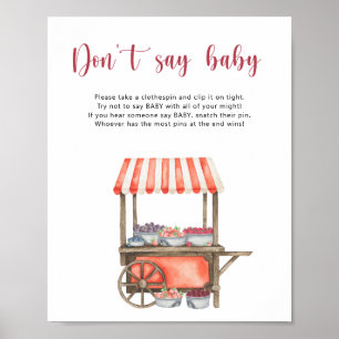 Affiche Baby shower sur le thème des baies - ne dites pas
