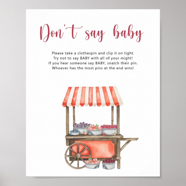 Affiche Baby shower sur le thème des baies - ne dites pas  (Devant)