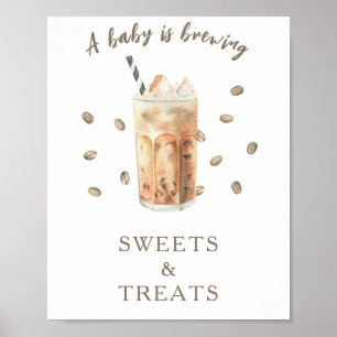 Affiche Baby shower sur le thème du café SUCRERIES ET TRAI