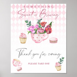 Affiche Baby shower Tea Party - Merci pour venir