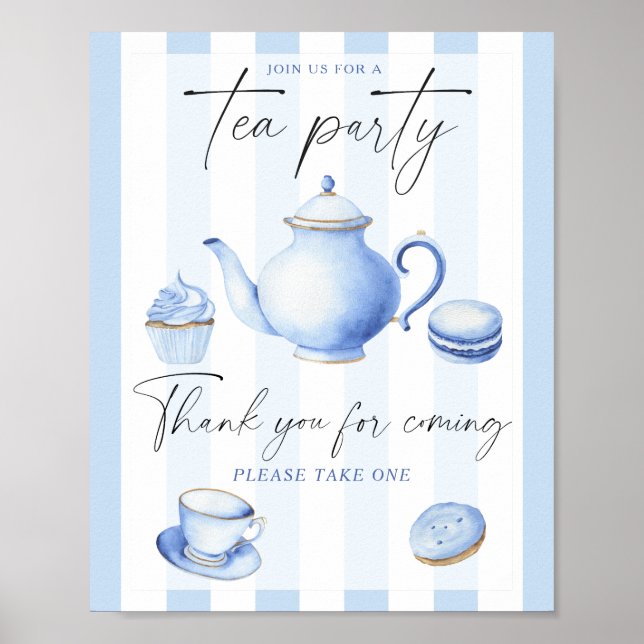 Affiche Baby shower Tea Party - Merci pour venir (Devant)