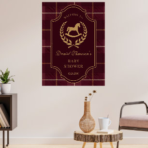 Affiche Baby shower thème Cheval de Polo Vintage classique