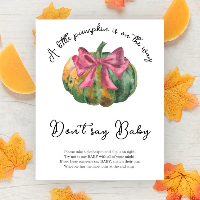 Affiche Baby shower thème citrouille et arc Ne dites pas b (Créateur téléchargé)
