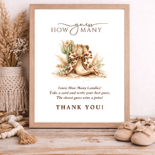Affiche Baby-Shower Thème Far West Neutre Devinez Combien