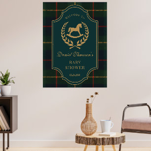 Affiche Baby shower thème Polo Cheval Vintage classique