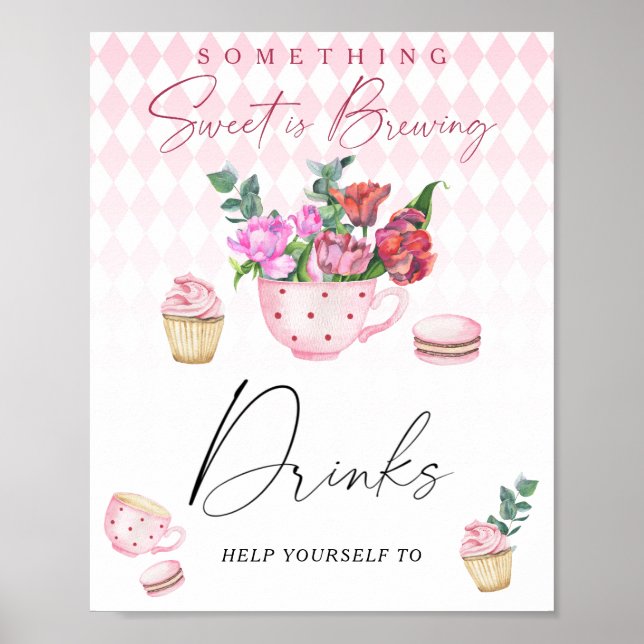 Affiche Baby shower thème thé - Boissons (Devant)
