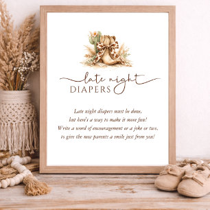 Affiche Baby Shower Thème Western Couches pour la Nuit Tar