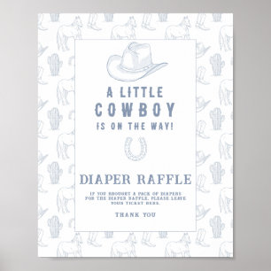 Affiche Baby shower Toile Cowboy - Tirage au sort des couc