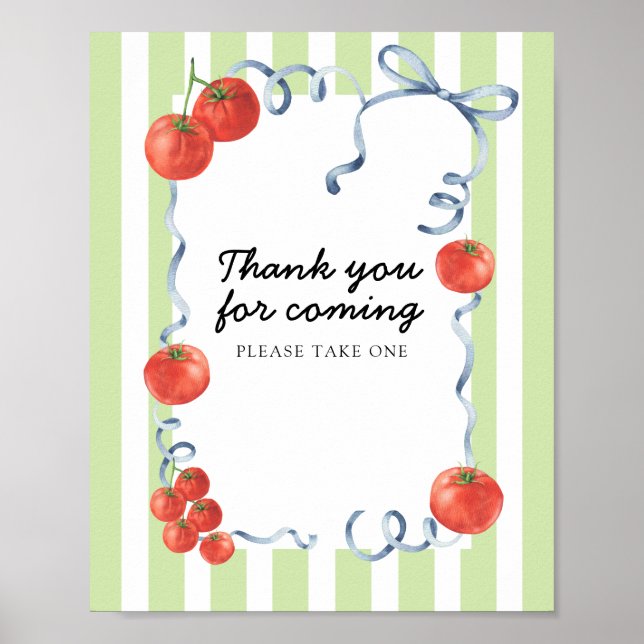 Affiche Baby shower tomate Merci d'être venu (Devant)