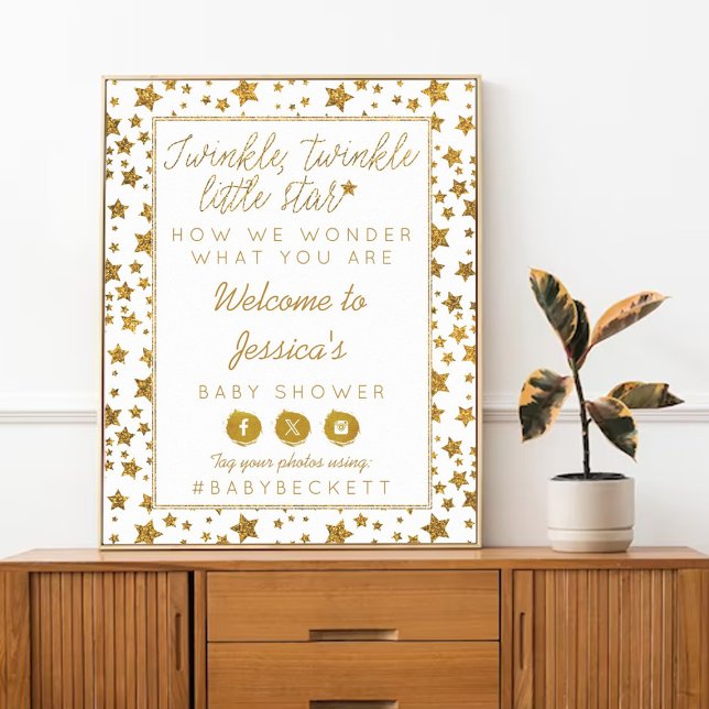 Affiche Baby shower Twink, Twinkle Little Star Bienvenue (Créateur téléchargé)