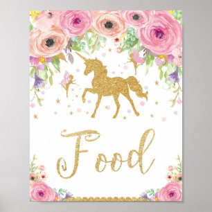 Affiche Baby shower Unicorn Anniversaire Nourriture Fée Fl