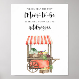 Affiche Baby shower végétal - Aider la future maman occupé